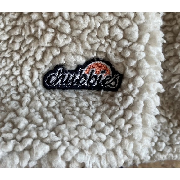 Chubbies Mens Sherpa Fleece Hoodie Cream Navy Blue Pullover Large Zipper Pockets - Picture 8 of 9